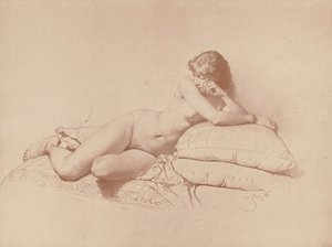 Study of a Reclining Female Nude by Mihaly von Zichy