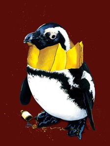 Christmas Penguin on Red Oxide by Mike Davis