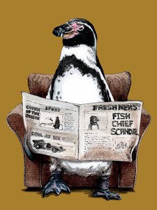 Retirement Penguin on Golden Yellow by Mike Davis