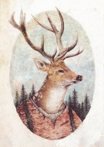 Deer In A Rustic Outfit by Mike Koubou