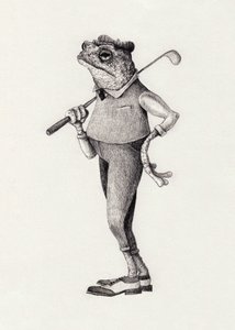 Frog In Vintage Golf Attire by Mike Koubou