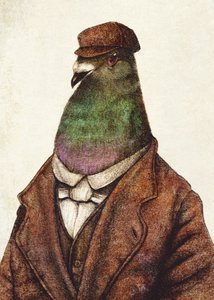 Pigeon Dressed In Vintage Attire by Mike Koubou