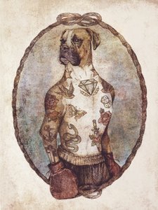 Tattooed Boxer Pup by Mike Koubou
