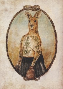 Tattooed Kangaroo In A Boxing Pose by Mike Koubou