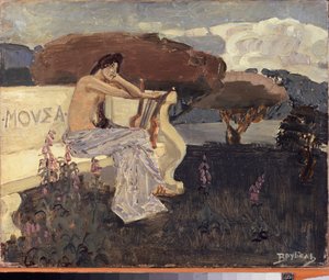 Muse - Design for a Theatre Curtain by Mikhail Aleksandrovich Vrubel