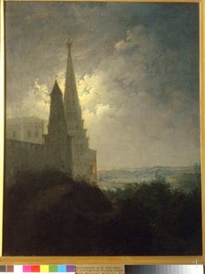 View of the Moscow Kremlin and Zamoskvorechye at night by Mikhail Ilyich Bocharov (1831-1895)