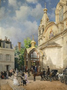 Coming out of a Church by Mikhail Yakovlevich Villie