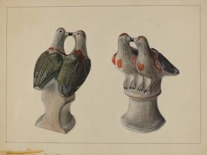 Chalkware Lovebirds, c.1937 by Mina Lowry