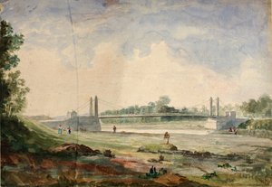Suspension Bridge over the Arno, near the Cascine, Florence by Miner Kilbourne Kellogg