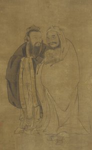 Confucius and Buddha Cradling a Qilin