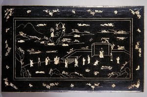 Kang Table Top (lacquered wood inset with bone) by Ming Dynasty Chinese School