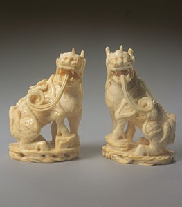 Pair of Carved Qilin