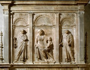 Virgin and Child Between St Laurent and St Leonard. High Marble Relief