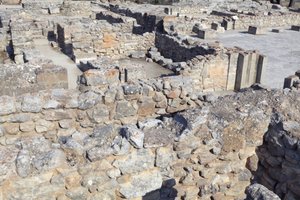 Minoan archaeological site of Phaistos. North east complex. These rooms were used to store valuable ritual vessels. The famous 