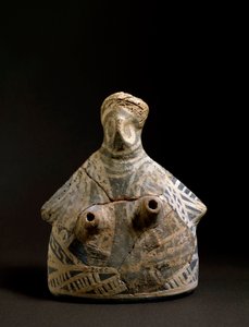 Terracotta vase in the shape of a woman from the necropolis of Mallia in Crete. 2200-2000 BC by Minoan