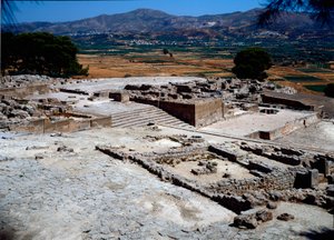 Minoan civilization: view of the western wing of the palace of Phaistos (Festos) 1950-1700 BC. Phaistos, Crete