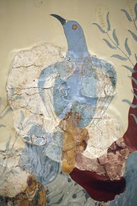 Minoan art. Detail of the Blue Bird Fresco