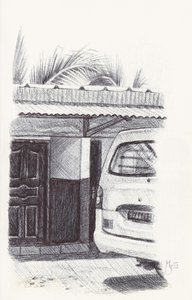 Shaded Car and Palms by Mirjam Schrei