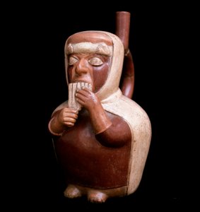 Pre-Columbian Art, Mochica Civilization: Anthropomorphic Vase Representing a Character Playing Antara
