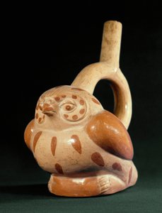 Precolombian art, Mochica culture: terracotta vase in the shape of an owl