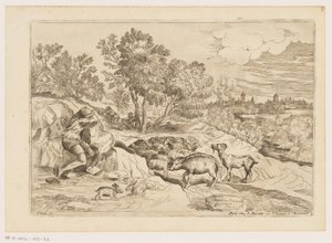 Landscape with Three Resting Shepherds and a Flock (Landscapes after Titian)