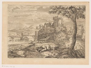 Landscape with Resting Shepherd, River with Bridge and Watermill in the Background (Landscapes after Titian)