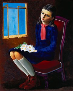 A Young Girl Seated with Daisies