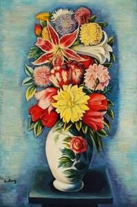 Flowers: Dahlias, Tulips, and Lilies by Moise Kisling