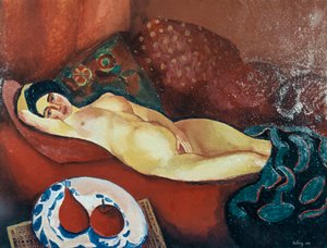 Nude on Red Couch