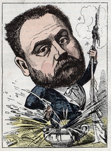 Portrait of Emile Zola, French writer - caricature by B. Moloch in 
