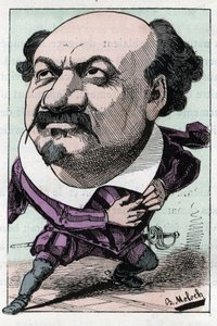 Portrait of Francois Pierre VILLARET tenor of the opera between 1863 and 1882 in Le Trombinoscope by Touchatout, caricature by B. Moloch of 1882. Private collection by Moloch