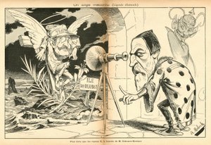 The Image for Laughter, number 4, circa 1897 - Illustration by Alphonse Hector Columbus, known as B. Moloch or Moloch: An unknown angel - Dreyfus affair, Devil Island - Dreyfus Alfred, Scherer-Kestner Auguste by Moloch