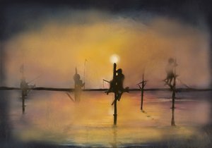 Stilt Fishermen Sunset by Monica Lindblom