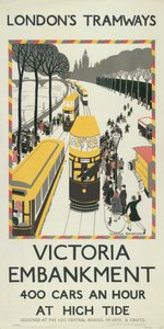 Victoria Embankment, London County Council LCC Tramways Poster, 1926 by Monica Rawlins