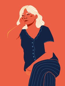 Pensive Blonde Woman