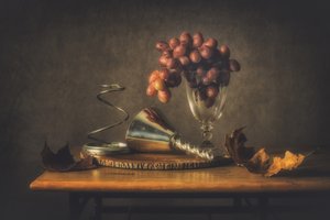 Autumn Grapes Still Life by Monique van Velzen