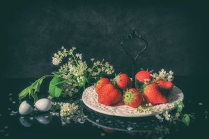 Fresh Strawberries and Blooms