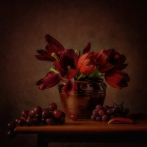 Moody Tulips and Grapes