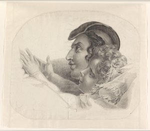 Heads of a Mother with Child, Facing Left