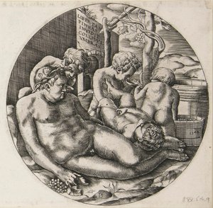 Bacchus and Putti by Monogrammist B