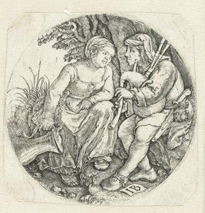 Bagpipe Player and Young Woman
