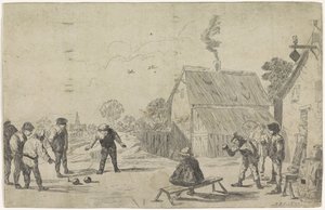 Peasants Playing Boules by Monogrammist MK