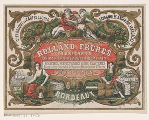 Business card of Rolland Frères, paper manufacturer in Bordeaux