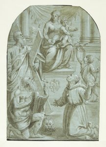 Mary with the Christ Child Enthroned, Surrounded by the Apostle Andrew, John the Baptist as a Child, St. Jerome, and St. Francis of Assisi by Moretto da Brescia