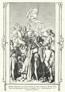 St Elizabeth of Hungary saying farewell to her husband, Louis IV, Landgrave of Thuringia, as he departs to join the Sixth Crusade by Moritz Ludwig von Schwind