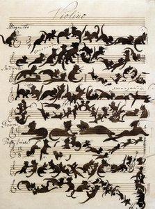 The Symphony of the Cat drawing by Moritz von Schwind of 1868. Staatliche kunsthalle karlsruhe.