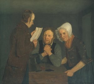 A Schoolmaster Reading Aloud a Letter to an Old Couple from Their Son Abroad by Moritz Unna