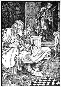 King Canute and Earl Ulf quarrel over chess, Roskilde, Denmark, 1026 1913 by Morris Meredith Williams