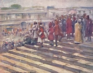 On the Steps of the Jumma Masjid by Mortimer L Menpes