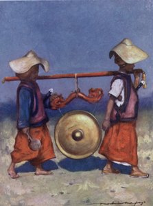 Shan Retainers carrying Brass Gong